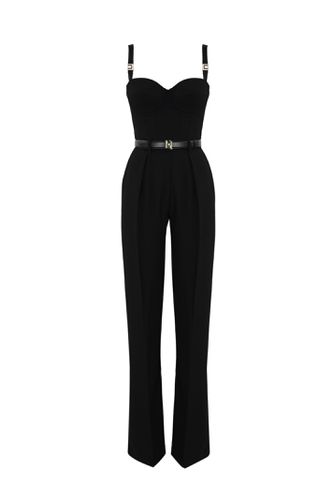 Crepe Jumpsuit With Belt - Elisabetta Franchi - Modalova