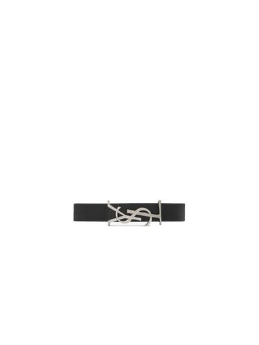 Opyum Bracelet In Black Leather - Saint Laurent - Modalova