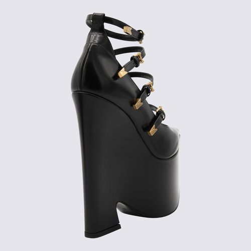 Versace Black Leather Tempest Pumps - Versace - Modalova