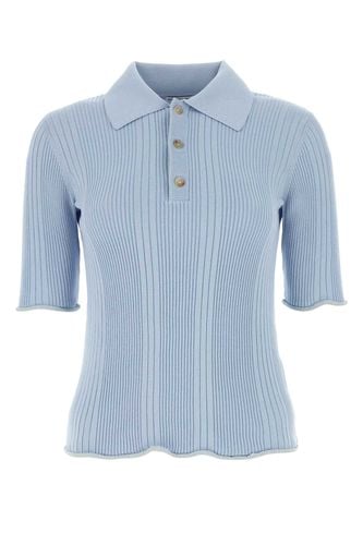 Pastel Light-blue Cotton Polo Shirt - Bottega Veneta - Modalova