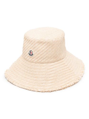 Moncler Raffia Bucket Hat With Logo - Moncler - Modalova