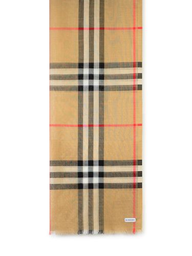 Gauze Check Scarf In Wool Blend - Burberry - Modalova