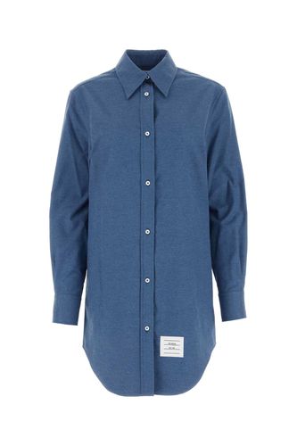 Denim Blue Cotton Shirt Dress - Thom Browne - Modalova