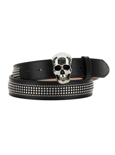 Belt With Studs And Skull Buckle In Leather Man - Alexander McQueen - Modalova
