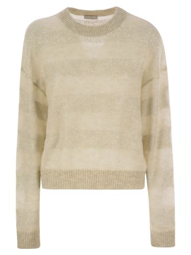 Striped Mohair And Wool Sweater - Brunello Cucinelli - Modalova