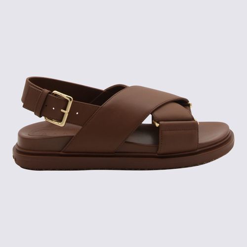 Marni Brown Leather Fussbet Sandals - Marni - Modalova