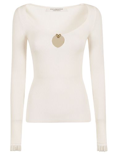 Keyhole Detail Wide Neck Longsleeved Top - Philosophy di Lorenzo Serafini - Modalova