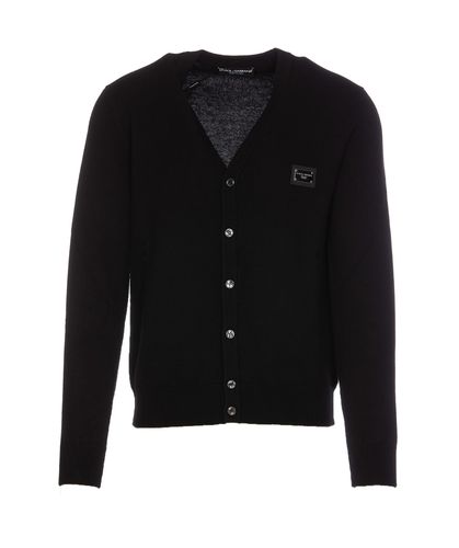 Logo Plaque Ribbed Cardigan - Dolce & Gabbana - Modalova