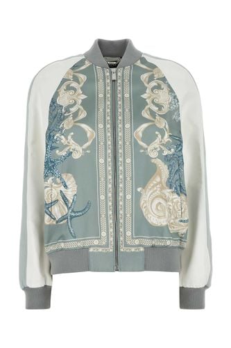 Printed Satin Varsity Bomber Jacket - Versace - Modalova