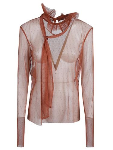 See-through Ruffle Neck Shirt - Philosophy di Lorenzo Serafini - Modalova