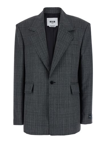 Double-breasted Jacket With Peak Revers And All-over Check Motif In Wool Woman - MSGM - Modalova