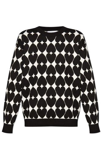 Heart Patterned Knit Sweater - Moschino - Modalova