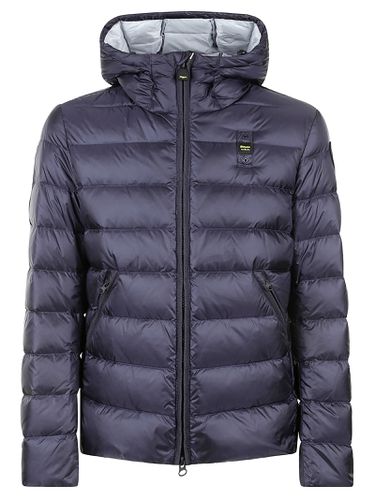 Pocket Zip Hooded Padded Jacket - Blauer - Modalova