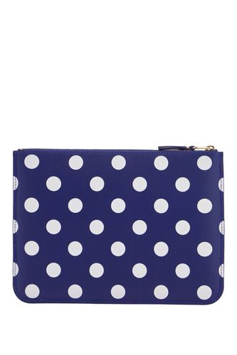 Compact Unisex Blue Leather Wallet With Zip And Dots - Comme des Garçons Wallet - Modalova