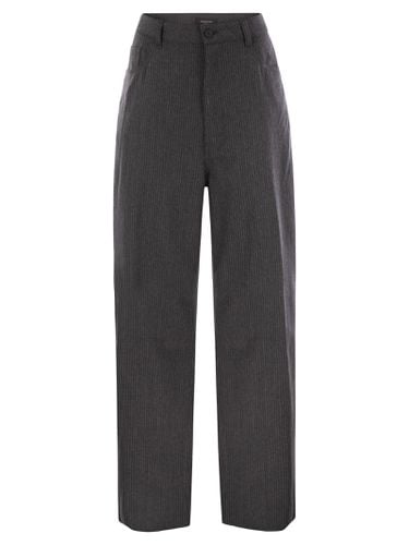 Pocket Virgin Wool Pinstripe Trousers - Fabiana Filippi - Modalova