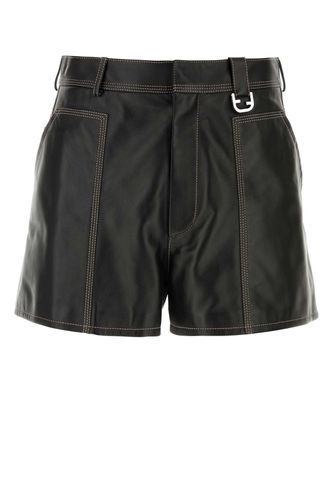 Fendi Black Leather Shorts - Fendi - Modalova