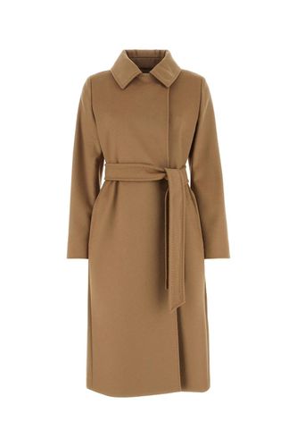 Cappuccino Wool Bcollag Coat - Max Mara Studio - Modalova