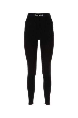 Black Viscose Blend Leggings - Miu Miu - Modalova