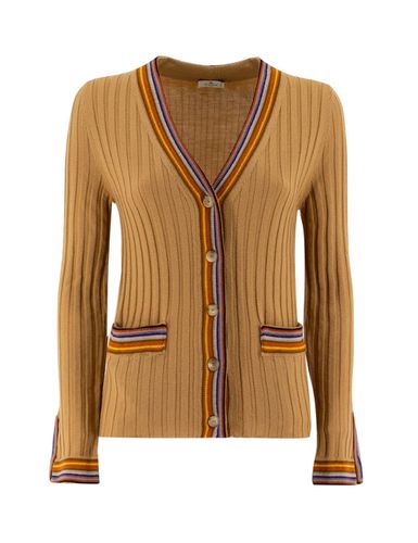 Beige Ribbed Cardigan With Stripes - Etro - Modalova