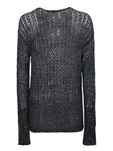 Dark Blue Battered Sequin Knit Top - Maison Margiela - Modalova