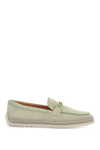 Oil Green Calfskin Loafers With Leather Sole And Gold Detail - Tod's - Modalova