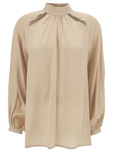 Jazmin Champagne Blouse With Cut-out In Acetate And Silk Woman - SEMICOUTURE - Modalova