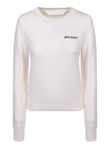 Chest Logo Cream Sweater - Palm Angels - Modalova