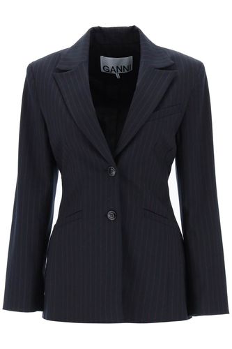 Single-breasted Pinstriped Blazer - Ganni - Modalova