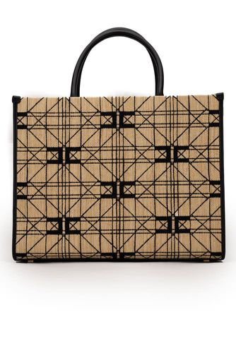 Large Raffia Shopper With Logo - Elisabetta Franchi - Modalova