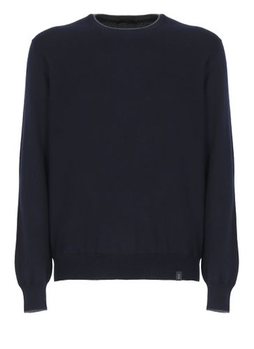 Fay Jumper In Blue Shaved Wool Knit - Fay - Modalova