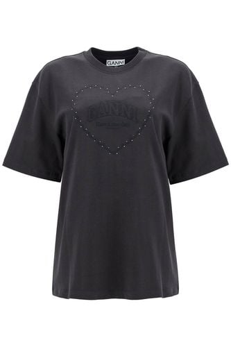 Ganni T-shirt In Black Cotton - Ganni - Modalova