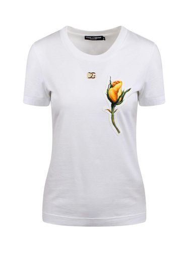 Rose Printed Crewneck T-shirt - Dolce & Gabbana - Modalova