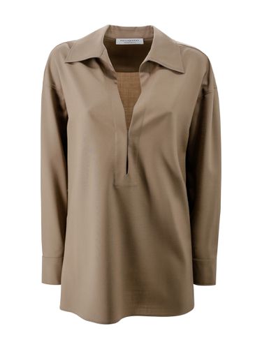 Split-neck Long-sleeve Blouse - Philosophy di Lorenzo Serafini - Modalova