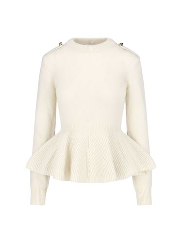 Pullover With Peplum Waist And Jewel Buttons - Alexander McQueen - Modalova