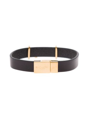 Bracelet With Golden Logo In Leather Woman - Saint Laurent - Modalova