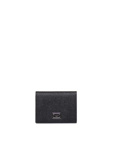 Calfskin Card Holder With Embossed Logo - Dolce & Gabbana - Modalova