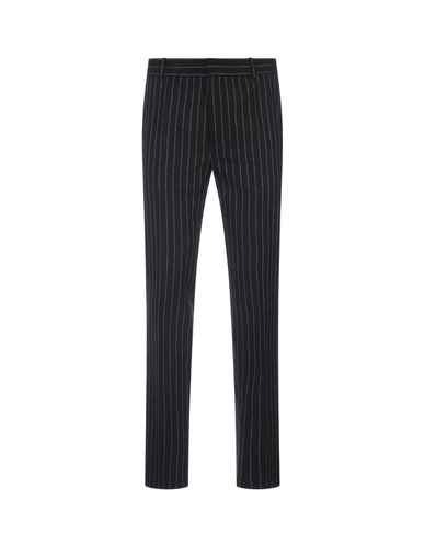 Pinstripe Trousers With Lettering Logo - Alexander McQueen - Modalova