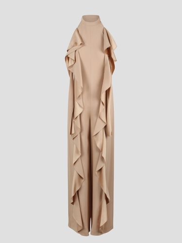 Ruffled Enver Satin Jumpsuit - Alberta Ferretti - Modalova