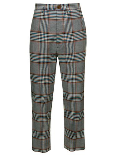 Grey High-waisted Pants With Check Motif In Viscose And Wool Blend Man - Vivienne Westwood - Modalova