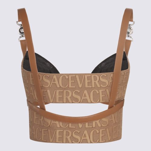 Cotton And Leather Top - Versace - Modalova