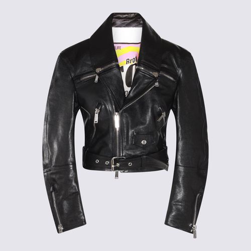 Dsquared2 Black Leather Jacket - Dsquared2 - Modalova