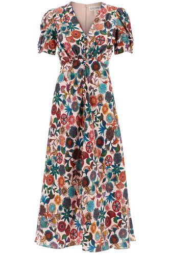 Lea Long Dress In Printed Silk - Saloni - Modalova