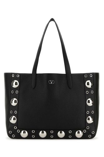 Black Leather Vlogo Signature Shopping Bag - Valentino Garavani - Modalova