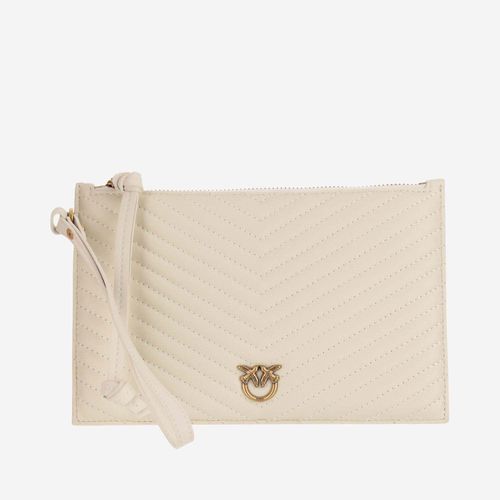 Love Birds Plaque Quilted Zipped Clutch Bag - Pinko - Modalova