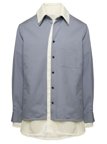 Light Blue Relaxed Fit Double Shirt In Linen Blend Man - Bottega Veneta - Modalova