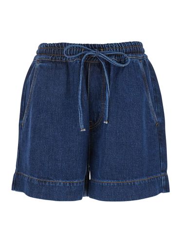 Shorts With Logo Patch On The Back In Stretch Denim Woman - Parosh - Modalova