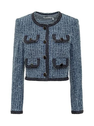 Textured Denim Short Jacket - self-portrait - Modalova