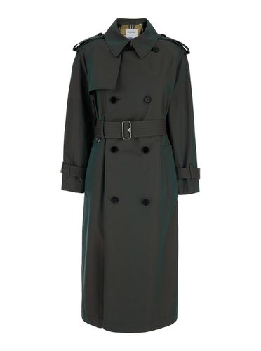 Long Trench Coat With Check Lining In Cotton Woman - Burberry - Modalova