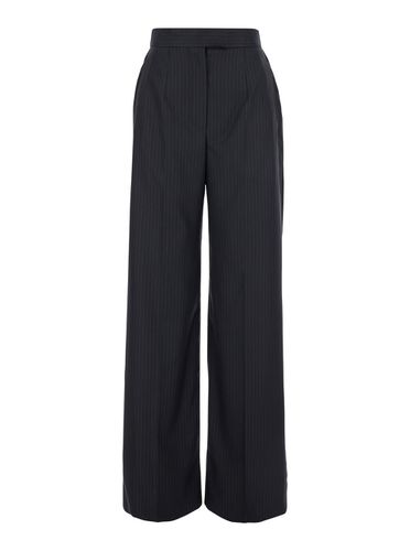 Black High Waist Pinstripe Pants In Wool Woman - Alexander McQueen - Modalova