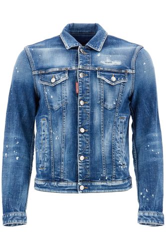 Navy Blue Vintage Look Cotton Denim Jacket - Dsquared2 - Modalova